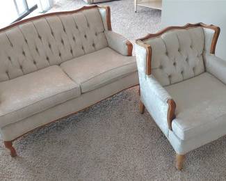 French Provincial Settee And Side Chair
