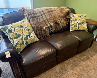 Leather Reclining Sofa, Pillows