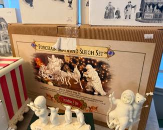 Porcelain Santa and Sleigh Set 