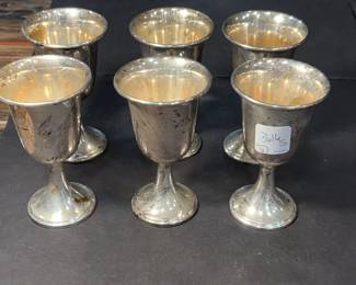Set of Six Newport Sterling Goblets