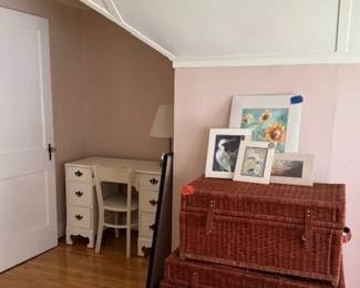 Wicker trunks and desk