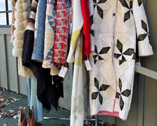 A very special rack of rare vintage clothing & handmade OOAK quilt coats brought to you by the owner of Twin Sister Estate Sales.