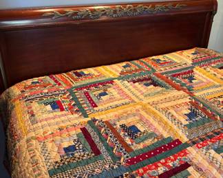 AVAILABLE FOR PRE-SALE:
Antique mahogany full size bed frame w/gold accents. Mattress included