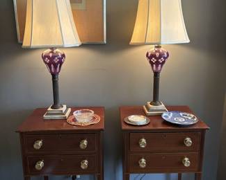 Pair of Victorian Glass Globe lamps