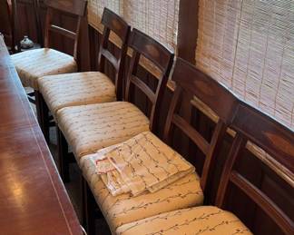 8 Sheridan Inlay Wood Dining Chairs.1790 - AVAILABLE FOR PRE-SALE