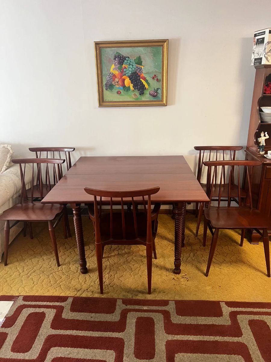 MCM Willett Dining Table - comes with extra leaf, five chairs, and matching hutch