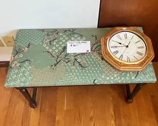 Large bench, wall clock