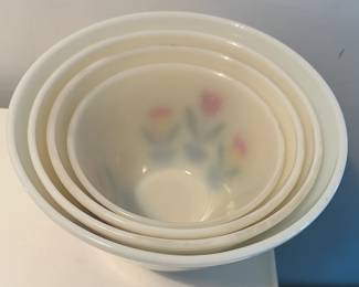 MCM Fire King Tulip nesting bowls