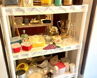 MCM Fire King and Pyrex dishes, Color Craft Pitcher, Atomic Pyrex Pitchers, and more!