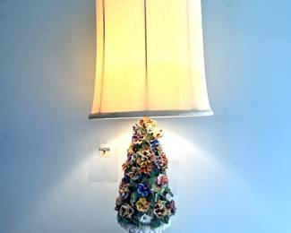 MCM Capodimonte porcelain topiary floral table lamp