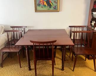 MCM Willett Dining Table - comes with extra leaf, five chairs, and matching hutch
