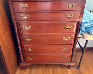 MCM bedroom set - dresser w/mirror, bed frame, tall dresser and nightstand