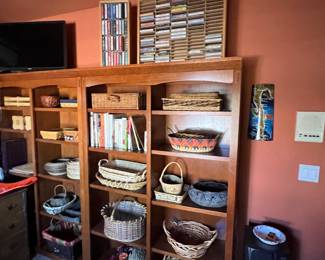 bookcases and baskets