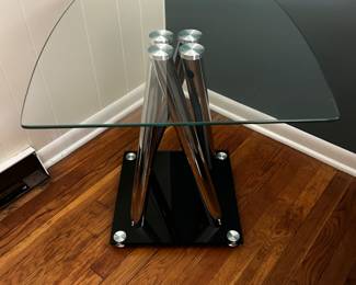 1 of 2 Glass and Metal End Tables