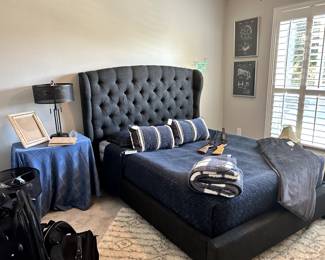 Full Size Tufted Headboard with side/foot upholstered panels.