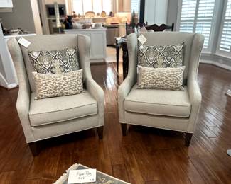 Neutral Blend Accent Chairs and Lovely Decorative Pillows
