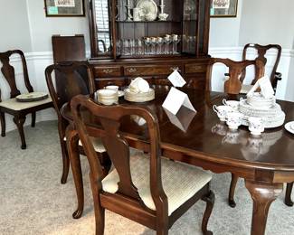 Dining Room Table with 6 chairs and matching lighted buffet