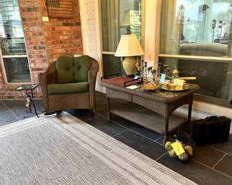 Lloyd Flanders Wicker Table and Rocker