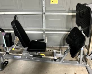 Quality Weightroom Equipment by Tuff Stuff from Busy Body's. Dual-purpose seated Leg Press & Prone Hack Squat Machine.