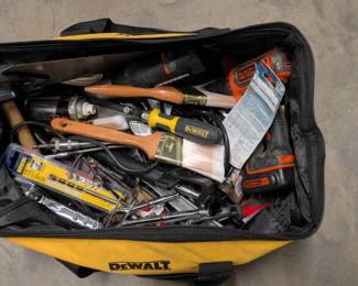 WST098 Heavy Duty Toolbag from "DeWALT" & Tools. Up for Auction! Bid to Win. It is Heavy 50 LBS +/-.