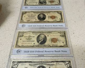 WST045 Complete Collector's Set of (5) "UNITED STATES CURRENCY" Notes. Certified and Graded.