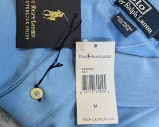 WST060 (1) Unused: Medium Sized, Light Blue "POLO" Shirt by Ralph Lauren.