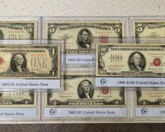 WST058 Complete Collector's Set of (8) "UNITED STATES CURRENCY" Notes. Certified and Graded.