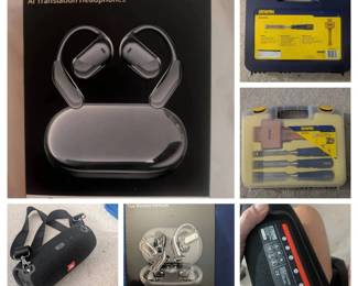 WST057 (1) "JBL" Portable Speaker, Woodworking Tools and New Earbuds. See Pictures!