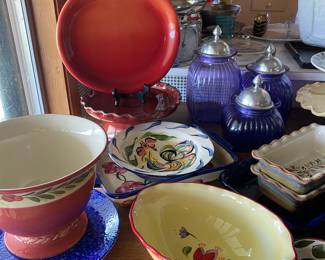 Canisters and serving pieces.