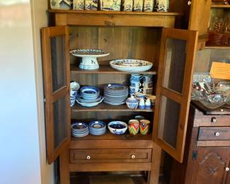 Blue and white China and serving pieces.