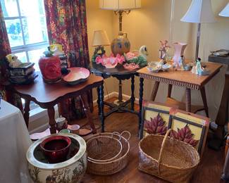 Vintage side tables and ceramic pieces