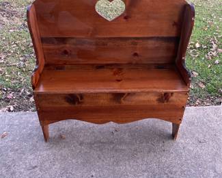 Wood bench with storage