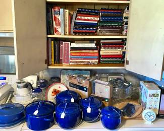 Enamel ware and kitchen items.