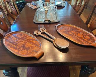 African wood platters and utensils