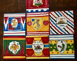 7 Siena hand painted tiles