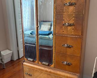 Art Deco waterfall armoire set