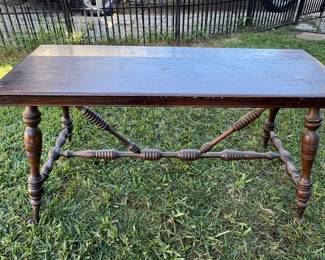 Antique bench with glass claw foot legs