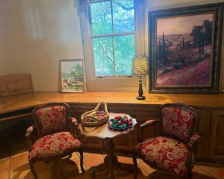 Stunning occasional chairs like new. Glass ornaments