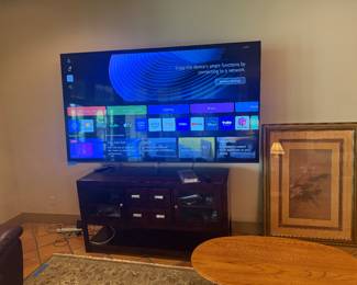 86” LG TV. 8000 series. Works perfectly. Credenza is separate.