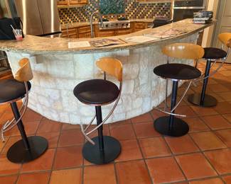 Beautiful pneumatic stools. Very heavy, swivel.