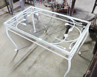 Painted Cast Iron Table w/Glass Top
