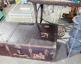 Steamer Wardrobe Trunk - Cast Iron Plant Stand