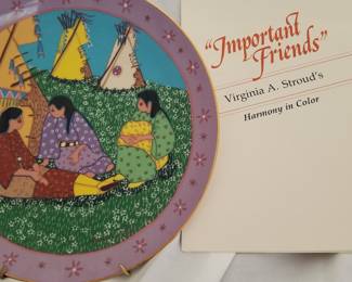 Native American Artist - Virginia Stroud - "Important Friends" Plate - Vintage 1990's