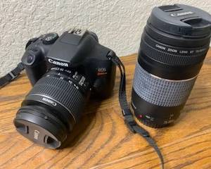 Canon EOS Rebel T6 Camera With 2 Lenses (75-300 Telephoto Lens & 18-55mm Lens) & Canon Case