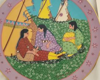 Native American Artist - Virginia Stroud - "Important Friends" Plate - Vintage 1990's