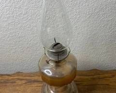 Vintage Amber Glass Hurricane Oil Lamp