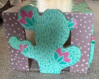 Native American Artist - Virginia Stroud - Original Signed Painted Table/Bench