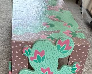 Native American Artist - Virginia Stroud - Original Signed Painted Table/Bench