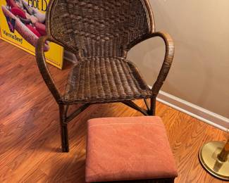Cane Chair w/Indian Stools