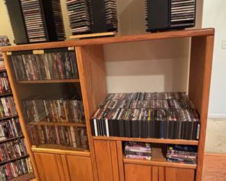 Oak Cabinet, DVDs, CDs